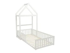 Lit cabane 90 x 190 cm - Pin et MDF - Blanc - VARLAINE>Vente-unique Best
