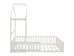 Lit cabane 90 x 190 cm - Pin et MDF - Blanc - VARLAINE><noscript><img width=