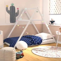 Weber Industries Lit cabane APACHE 90x190 + 1 sommier / Blanc*Enfant Lit Enfant