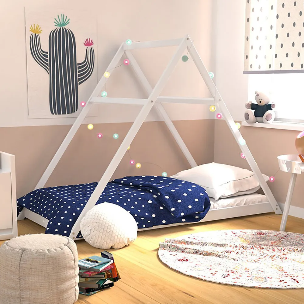 Weber Industries Lit cabane APACHE 90x190 + 1 sommier / Blanc*Enfant Lit Enfant
