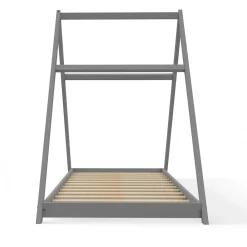 Lit cabane APACHE 90x190 + 1 sommier / Gris><noscript><img width=