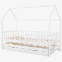[En.Casa] Lit cabane double Aarghonmaa avec matelas 90 x 200 cm blanc en.casa* Lit Double