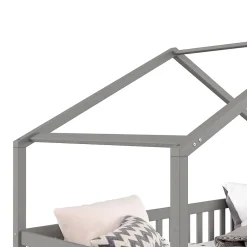 Idimex Lit cabane ELEA avec tiroirs, 90 x 200 cm en pin massif lasuré gris*Enfant Lit Enfant
