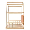 ProximaX Lit cabane enfant extensible 140x100-200 cm avec lit gigogne, cadre en pin, coussins en velours, coloris bois naturel et orange* Sommier