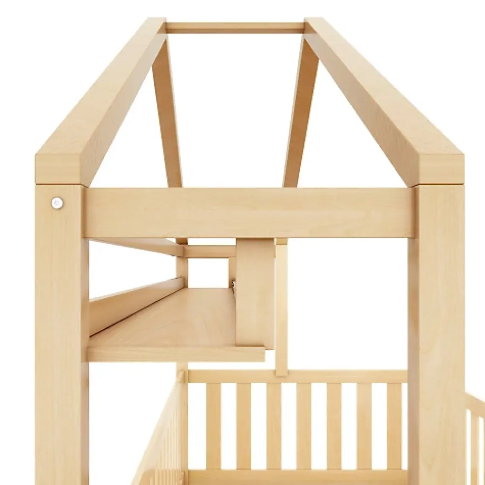 ModernLuxe Lit cabane enfant 90x200cm - avec 2 tiroirs - bois massif avec sommier à lattes - naturel (sans matelas)*Enfant Lit Enfant