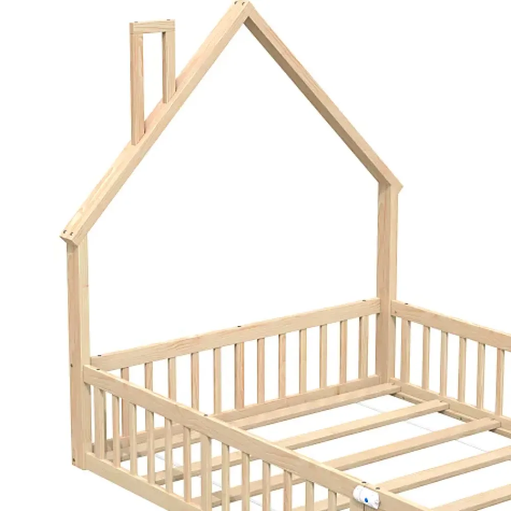 ModernLuxe Lit cabane enfant 140x190cm - sommier à lattes - 1 porte - naturel (matelas non inclus)*Enfant Lit Enfant