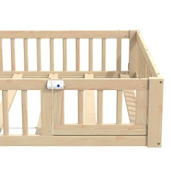ModernLuxe Lit cabane enfant 140x190cm - sommier à lattes - 1 porte - naturel (matelas non inclus)*Enfant Lit Enfant