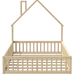 ModernLuxe Lit cabane enfant 140x190cm - sommier à lattes - 1 porte - naturel (matelas non inclus)*Enfant Lit Enfant