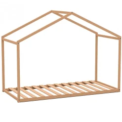 Lit cabane enfant 90x190cm bois massif WATE Naturel inclus sommier>Bb Loisir New