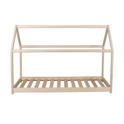 Lit cabane enfant 90x200cm bois massif PANDOU Naturel inclus sommier><noscript><img width=