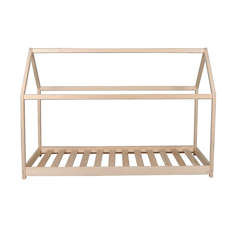 Lit cabane enfant 90x200cm bois massif PANDOU Naturel inclus sommier>Bb Loisir Hot