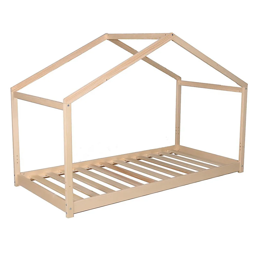Lit cabane enfant 90x190cm bois massif KITO Naturel inclus sommier>Bb Loisir Clearance