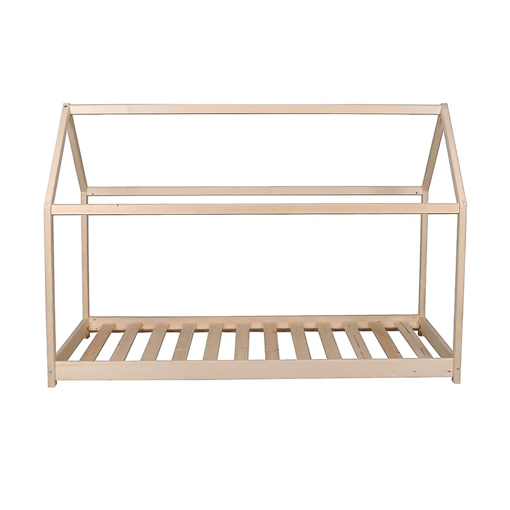 Bb Loisir Lit cabane enfant 70x140cm bois massif PANDOU Naturel inclus sommier*Enfant Lit Enfant