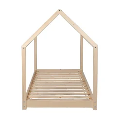 Bb Loisir Lit cabane enfant 70x140cm bois massif PANDOU Naturel inclus sommier*Enfant Lit Enfant