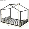 Blackcolors Lit Cabane Enfant 140x200cm Cadre Fer Barre Maison Noir*Enfant Lit Enfant