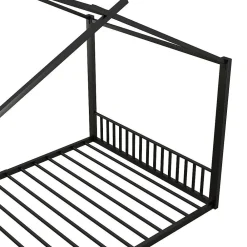 Blackcolors Lit Cabane Enfant 140x200cm Cadre Fer Barre Maison Noir*Enfant Lit Enfant