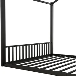 Blackcolors Lit Cabane Enfant 140x200cm Cadre Fer Barre Maison Noir*Enfant Lit Enfant