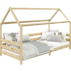 Lit cabane FINA 90 x 190 cm, en pin massif naturel>Idimex Hot