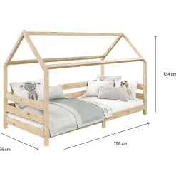 Lit cabane FINA 90 x 190 cm, en pin massif naturel><noscript><img width=