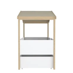 Lit cabane hauteur 90x200cm bois massif POLI naturel blanc inclus sommier et 2 tiroirs><noscript><img width=