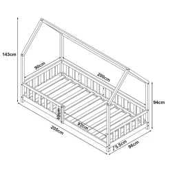 Lit cabane Hesel avec matelas à mousse froid 90 x 200 cm blanc en.casa><noscript><img width=