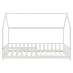 Lit cabane Hesel avec matelas à mousse froid 90 x 200 cm blanc en.casa><noscript><img width=