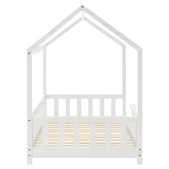 Lit cabane Hesel avec matelas à mousse froid 90 x 200 cm blanc en.casa><noscript><img width=