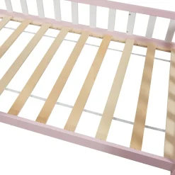 Lit cabane Hesel avec matelas à mousse froid 90 x 200 cm rose en.casa><noscript><img width=
