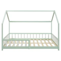 Lit cabane Hesel pour enfants bois de pin 120 x 200 cm vert menthe en.casa><noscript><img width=