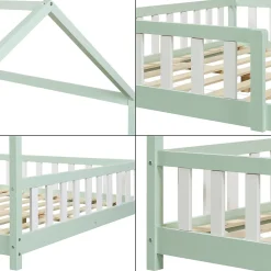 Lit cabane Hesel pour enfants bois de pin 120 x 200 cm vert menthe en.casa><noscript><img width=