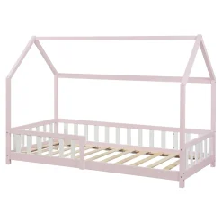 [En.Casa] Lit cabane Hesel pour enfants bois de pin 90 x 200 cm rose en.casa*Enfant Lit Enfant