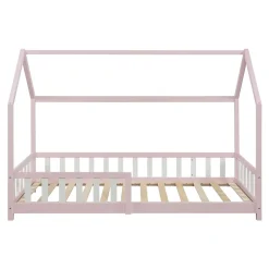 [En.Casa] Lit cabane Hesel pour enfants bois de pin 90 x 200 cm rose en.casa*Enfant Lit Enfant