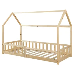 [En.Casa] Lit cabane Hesel pour enfants bois de pin 90 x 200 cm naturel en.casa*Enfant Lit Enfant