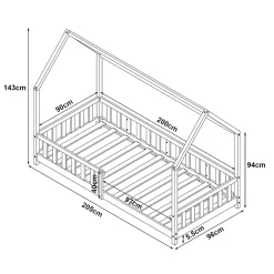 [En.Casa] Lit cabane Hesel pour enfants bois de pin 90 x 200 cm naturel en.casa*Enfant Lit Enfant