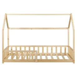 [En.Casa] Lit cabane Hesel pour enfants bois de pin 90 x 200 cm naturel en.casa*Enfant Lit Enfant
