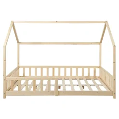 [En.Casa] Lit cabane Hesel pour enfants bois de pin 120 x 200 cm naturel en.casa*Enfant Lit Enfant