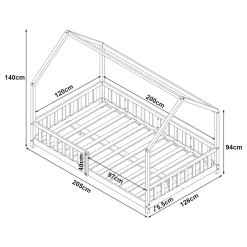 [En.Casa] Lit cabane Hesel pour enfants bois de pin 120 x 200 cm naturel en.casa*Enfant Lit Enfant