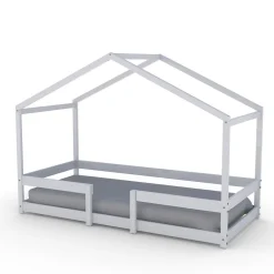 Lit cabane INDIANA 90x190 + sommier / blanc>Weber Industries