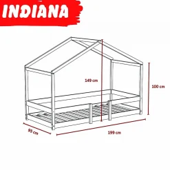 Lit cabane INDIANA 90x190 + sommier / blanc><noscript><img width=