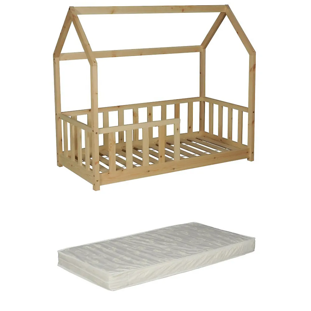 Lit cabane Kiwi 70x140 avec sommier et matelas /Naturel>Weber Industries New