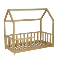 Lit cabane Kiwi 70x140 avec sommier et matelas /Naturel><noscript><img width=