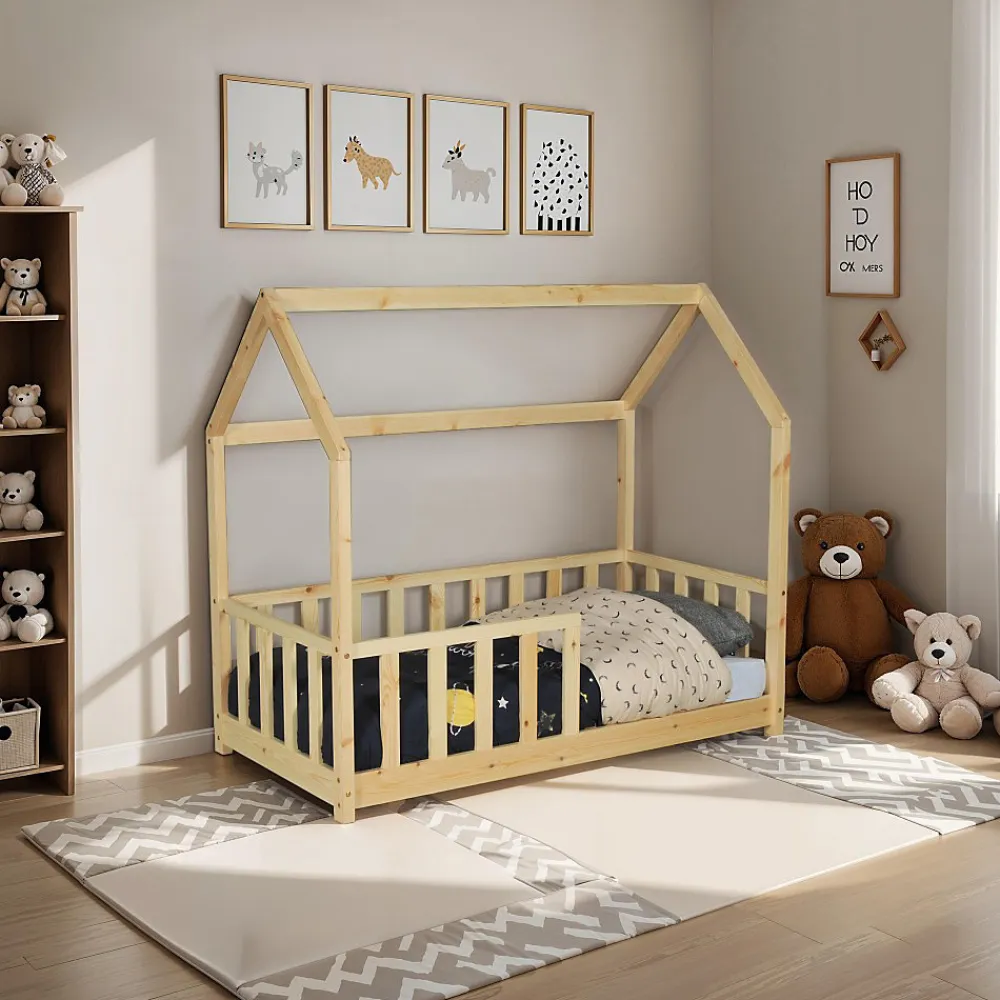 Lit cabane Kiwi 70x140 avec sommier et matelas /Naturel>Weber Industries New