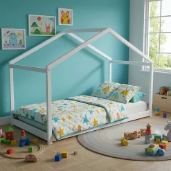 Weber Industries Lit cabane KOALA 90x190 + 1 sommier / Blanc*Enfant Lit Enfant