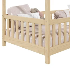 Lit cabane LISAN 90 x 190 cm, en pin massif naturel><noscript><img width=
