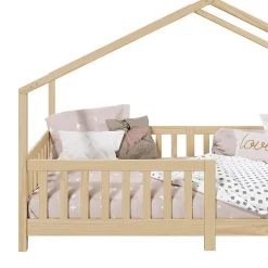 Lit cabane LISAN 90 x 190 cm, en pin massif naturel><noscript><img width=
