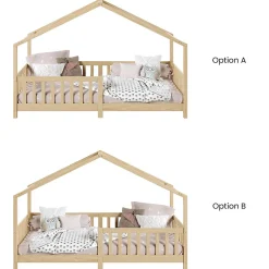 Lit cabane LISAN 90 x 190 cm, en pin massif naturel><noscript><img width=