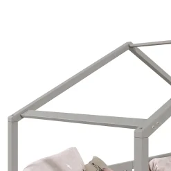 Lit cabane LISAN 90 x 190 cm, en pin massif lasuré gris><noscript><img width=
