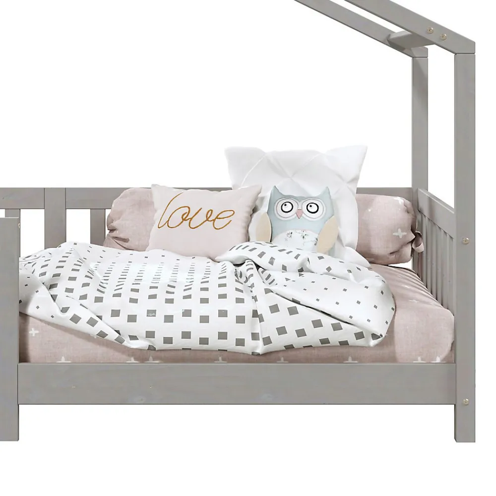 Lit cabane LISAN 90 x 190 cm, en pin massif lasuré gris>Idimex Clearance