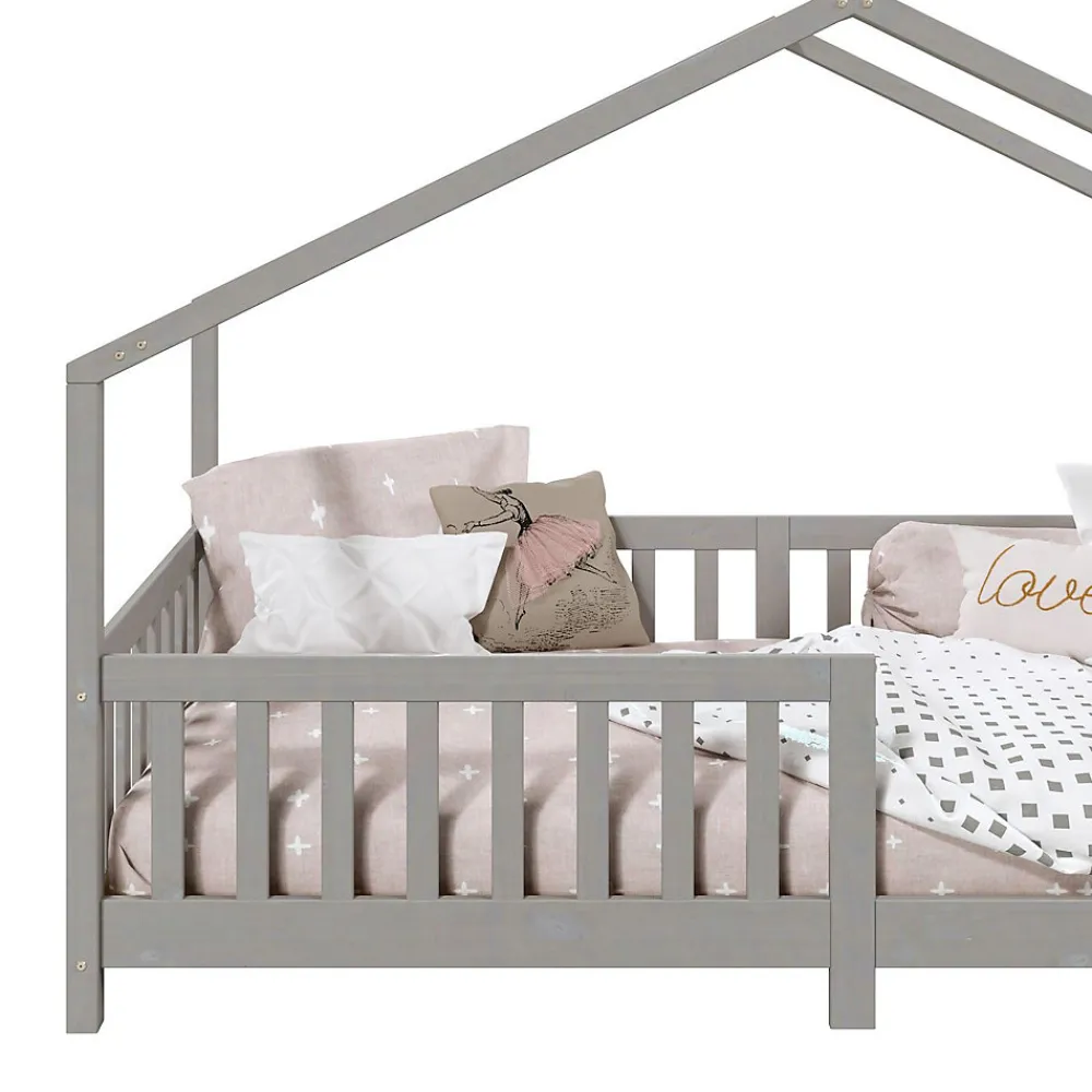 Lit cabane LISAN 90 x 190 cm, en pin massif lasuré gris>Idimex Clearance