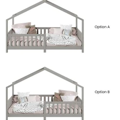 Lit cabane LISAN 90 x 190 cm, en pin massif lasuré gris><noscript><img width=